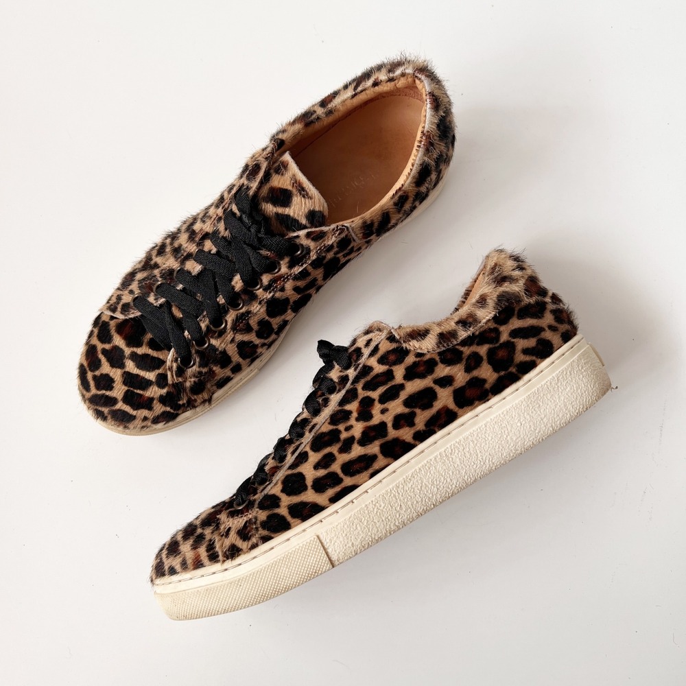 Russell & Bromley Sneakers Size 39 Brown Leopard Print Calf Hair Shoes Twee Goth